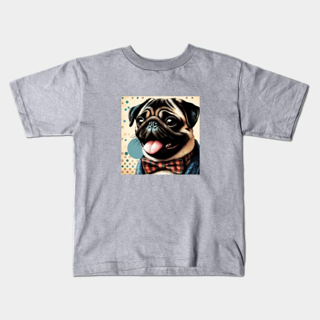 Pug Dog in a bowtie Kids T-Shirt by allaboutpugdogs 